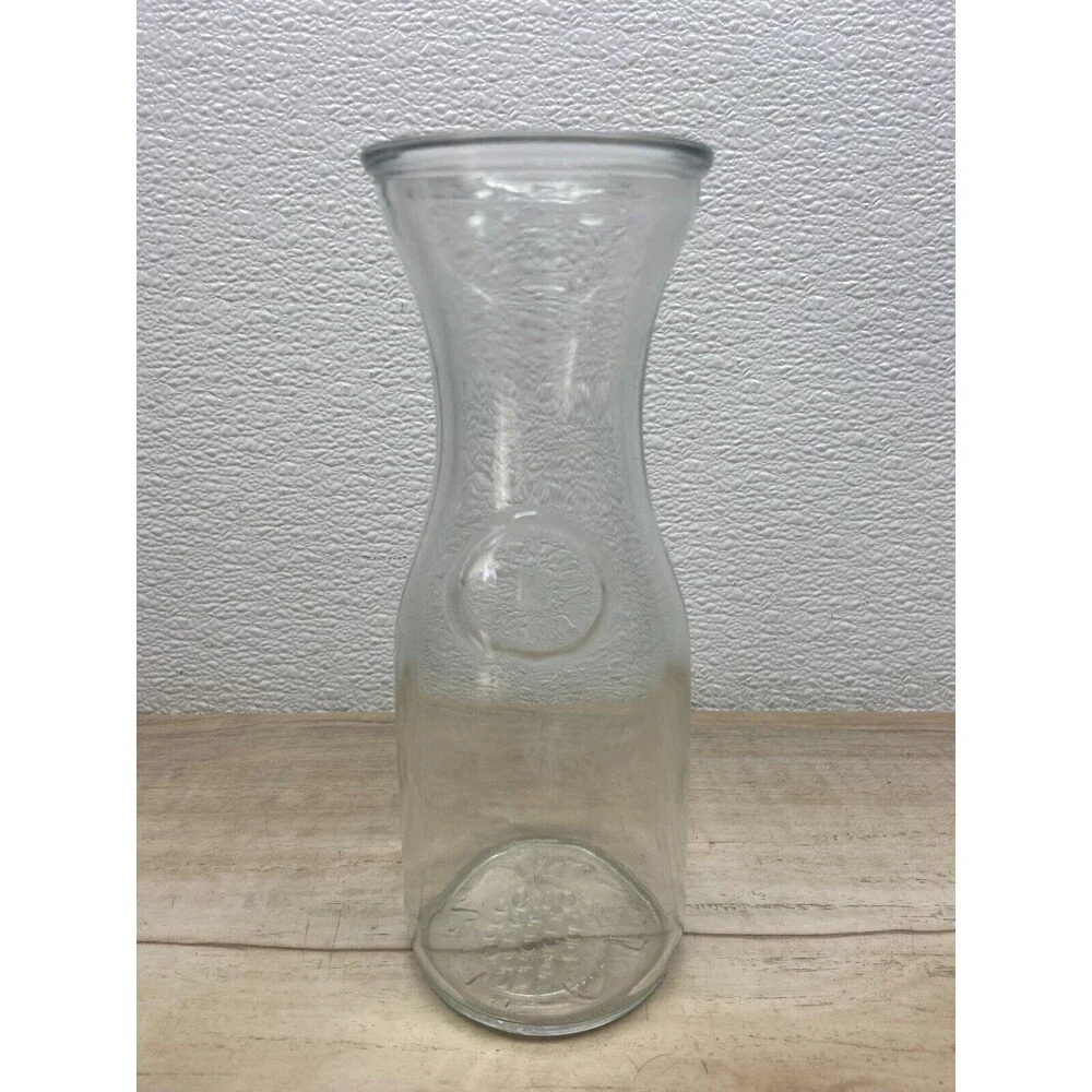 Vtg Carafe  1/2 Litre 16.9oz  Clear Glass For Juice  Wine Water  Made In Mexico